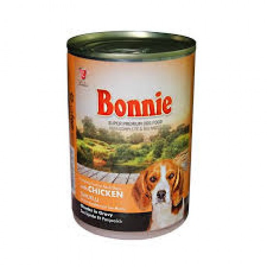 BONNIE CANNED DOG FOOD WITH CHICKEN - CHUNKS IN GRAVY - 400 Gr